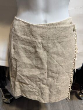 Express Natural Linen Mini Wrap Skirt